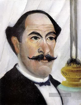  henri - Selbstporträt des Künstlers mit einem Lampen Henri Rousseau Post Impressionismus Naive Primitivismus